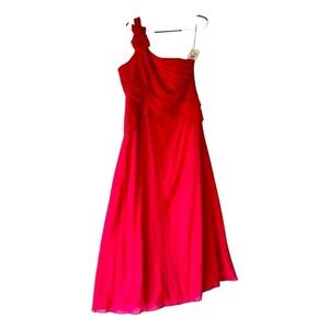 ($150) David's Bridal Women's Pink One Shoulder Formal Bridal Prom Dress Maxi 16